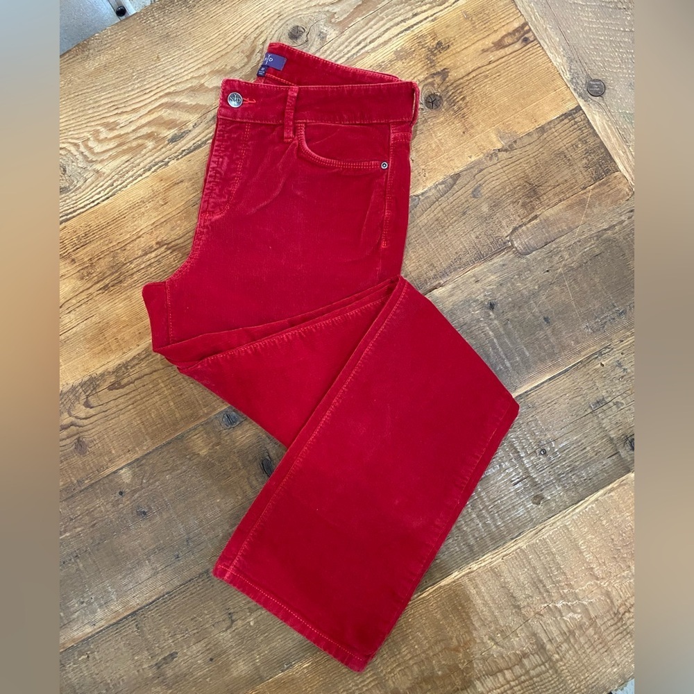 NYDJ Billie Mini Bootcut Red Courderoy Jeans, size 10